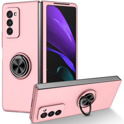 For Samsung Galaxy Z Fold2 5G Anti-scratch Hard PC Rotating Metal Ring Kickstand Phone Case Folding Shockproof Cover