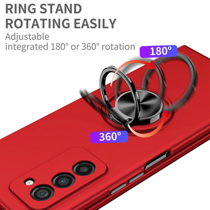 For Samsung Galaxy Z Fold2 5G Anti-scratch Hard PC Rotating Metal Ring Kickstand Phone Case Folding Shockproof Cover