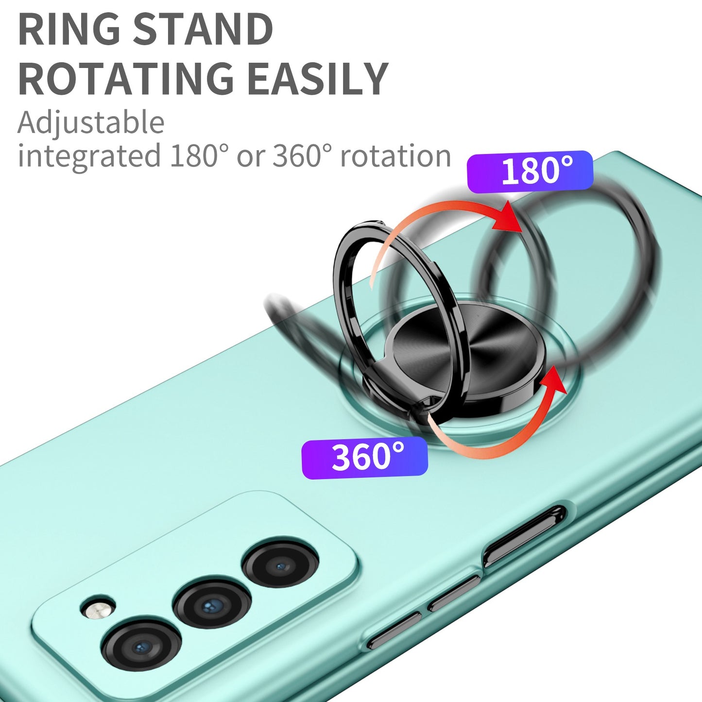 For Samsung Galaxy Z Fold2 5G Anti-scratch Hard PC Rotating Metal Ring Kickstand Phone Case Folding Shockproof Cover