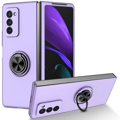 For Samsung Galaxy Z Fold2 5G Anti-scratch Hard PC Rotating Metal Ring Kickstand Phone Case Folding Shockproof Cover