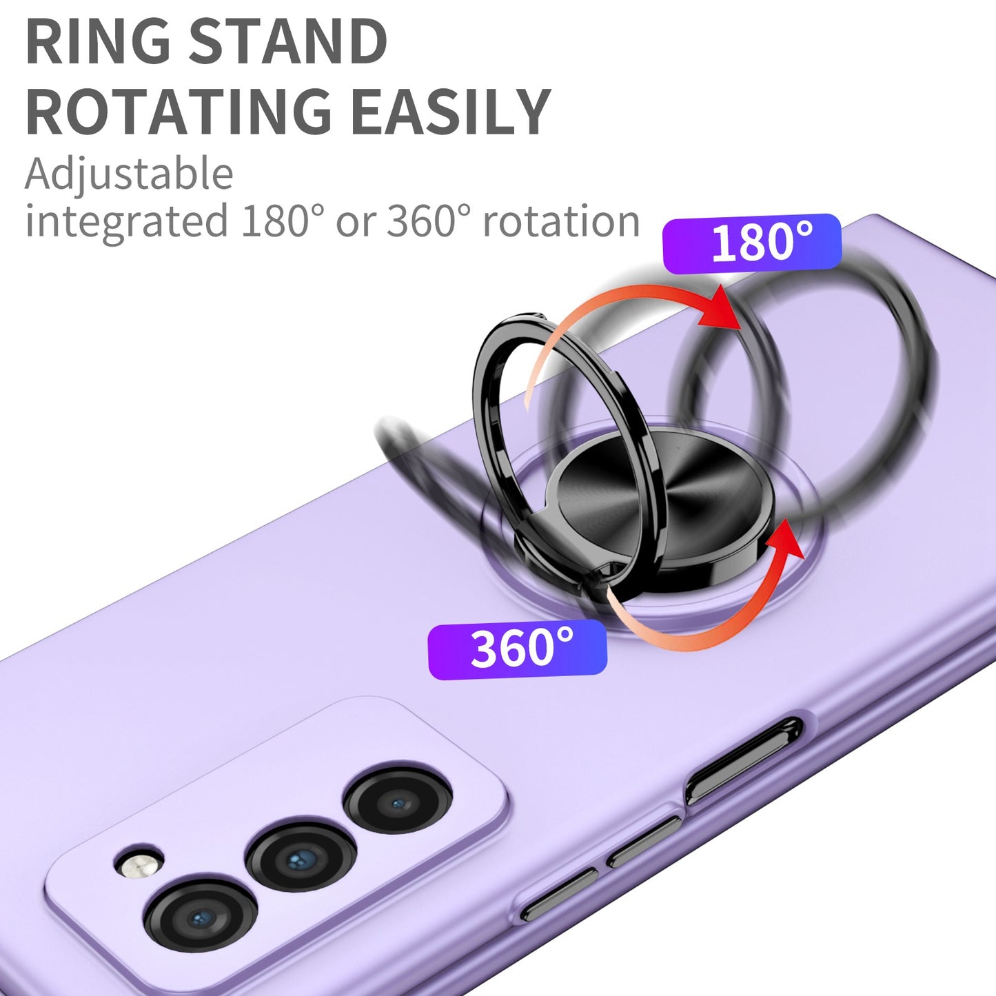 For Samsung Galaxy Z Fold2 5G Anti-scratch Hard PC Rotating Metal Ring Kickstand Phone Case Folding Shockproof Cover