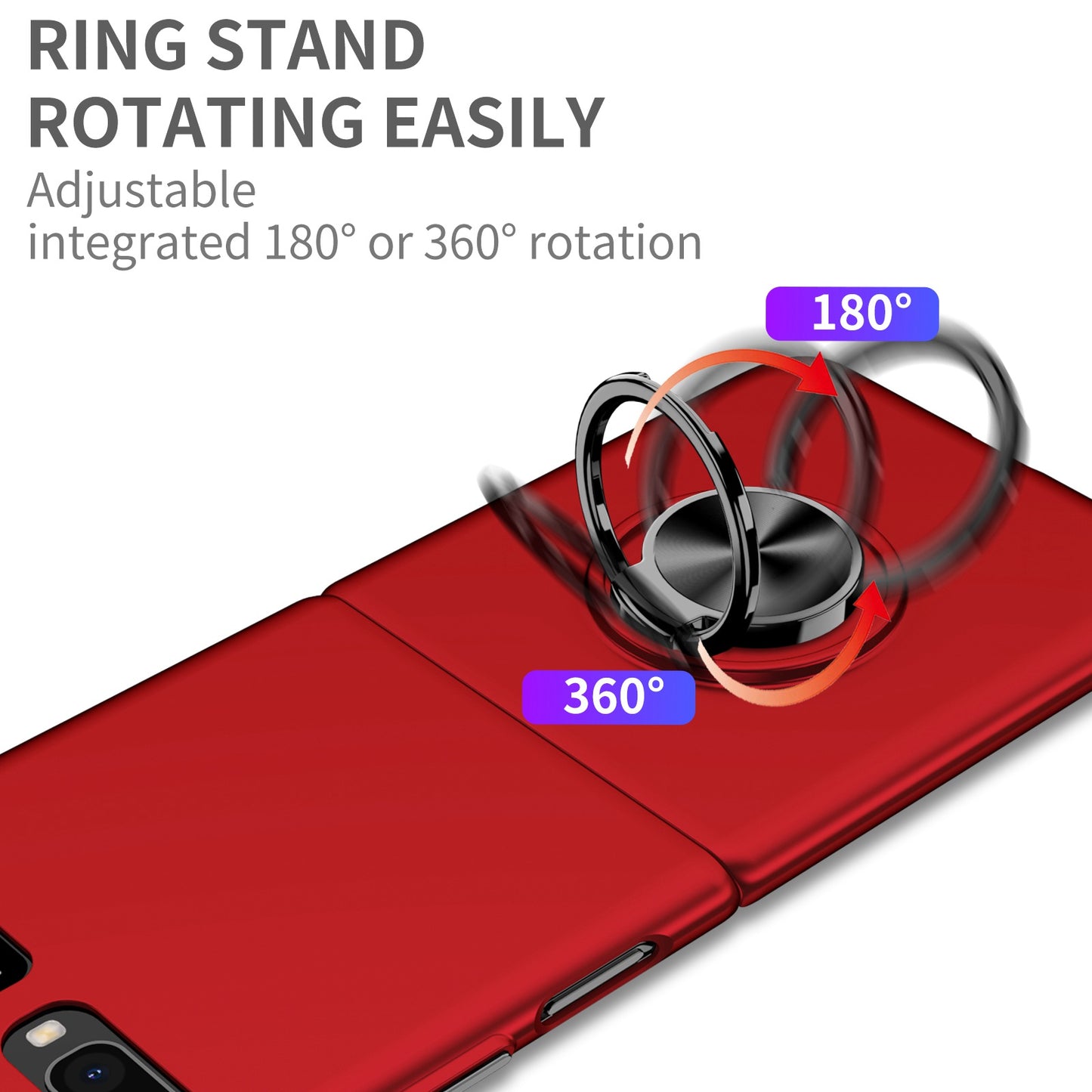 For Samsung Galaxy Z Flip 5G Hard PC Folding Mobile Phone Case Rotatable Metal Ring Kickstand Anti-fall Shell