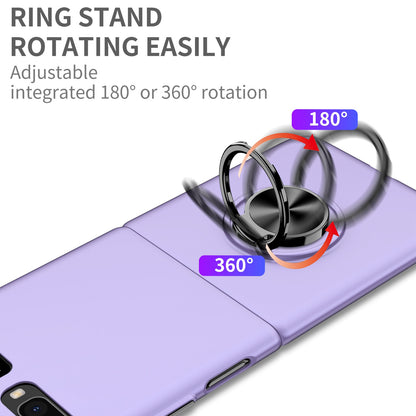 For Samsung Galaxy Z Flip 5G Hard PC Folding Mobile Phone Case Rotatable Metal Ring Kickstand Anti-fall Shell