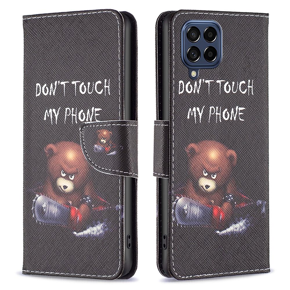 For Samsung Galaxy M53 5G BF Pattern Printing Leather Series-1 Stylish Magnetic Clasp Phone PU Leather Case Flip Stand Wallet Shockproof Cover