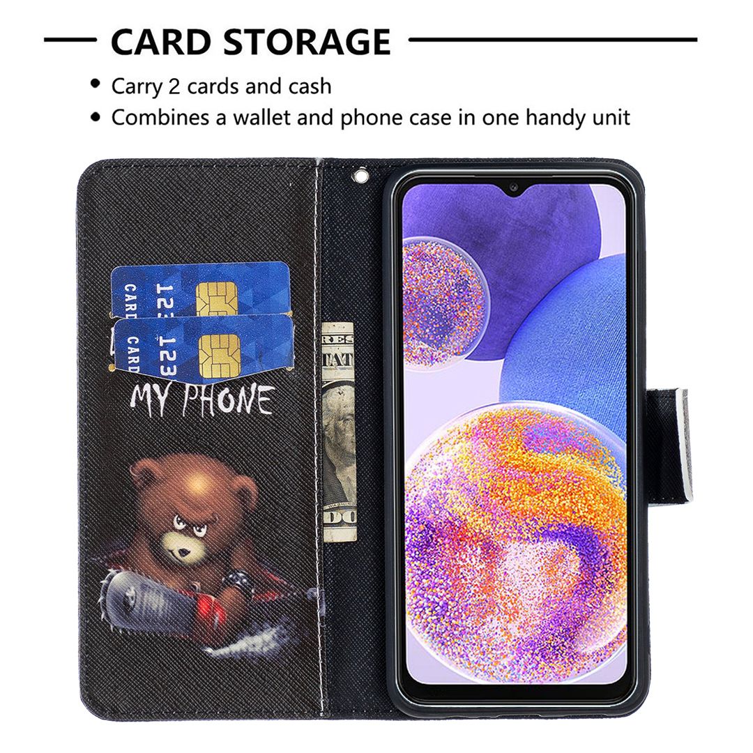 For Samsung Galaxy M53 5G BF Pattern Printing Leather Series-1 Stylish Magnetic Clasp Phone PU Leather Case Flip Stand Wallet Shockproof Cover