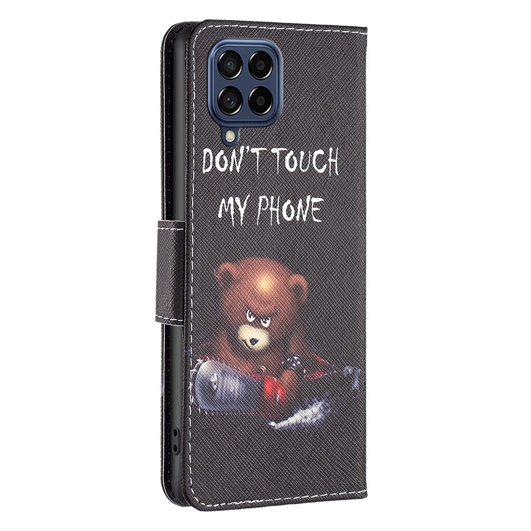 For Samsung Galaxy M53 5G BF Pattern Printing Leather Series-1 Stylish Magnetic Clasp Phone PU Leather Case Flip Stand Wallet Shockproof Cover