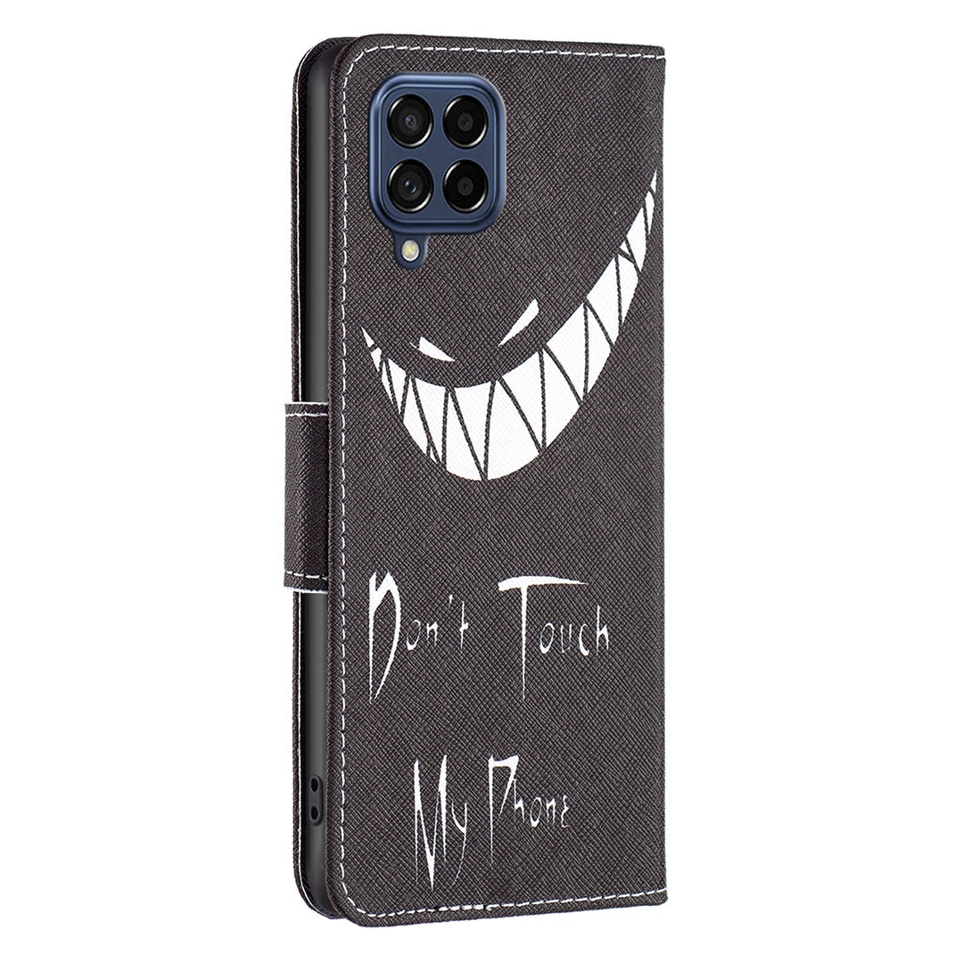 For Samsung Galaxy M53 5G BF Pattern Printing Leather Series-1 Stylish Magnetic Clasp Phone PU Leather Case Flip Stand Wallet Shockproof Cover