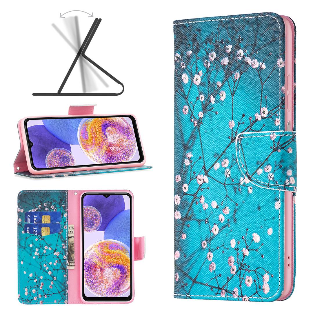 For Samsung Galaxy M53 5G BF Pattern Printing Leather Series-1 Stylish Magnetic Clasp Phone PU Leather Case Flip Stand Wallet Shockproof Cover