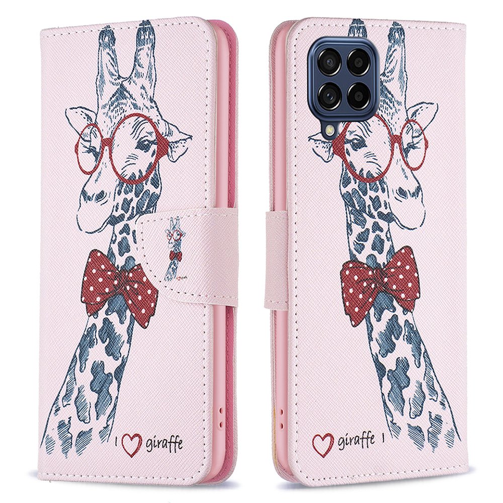 For Samsung Galaxy M53 5G BF Pattern Printing Leather Series-1 Stylish Magnetic Clasp Phone PU Leather Case Flip Stand Wallet Shockproof Cover