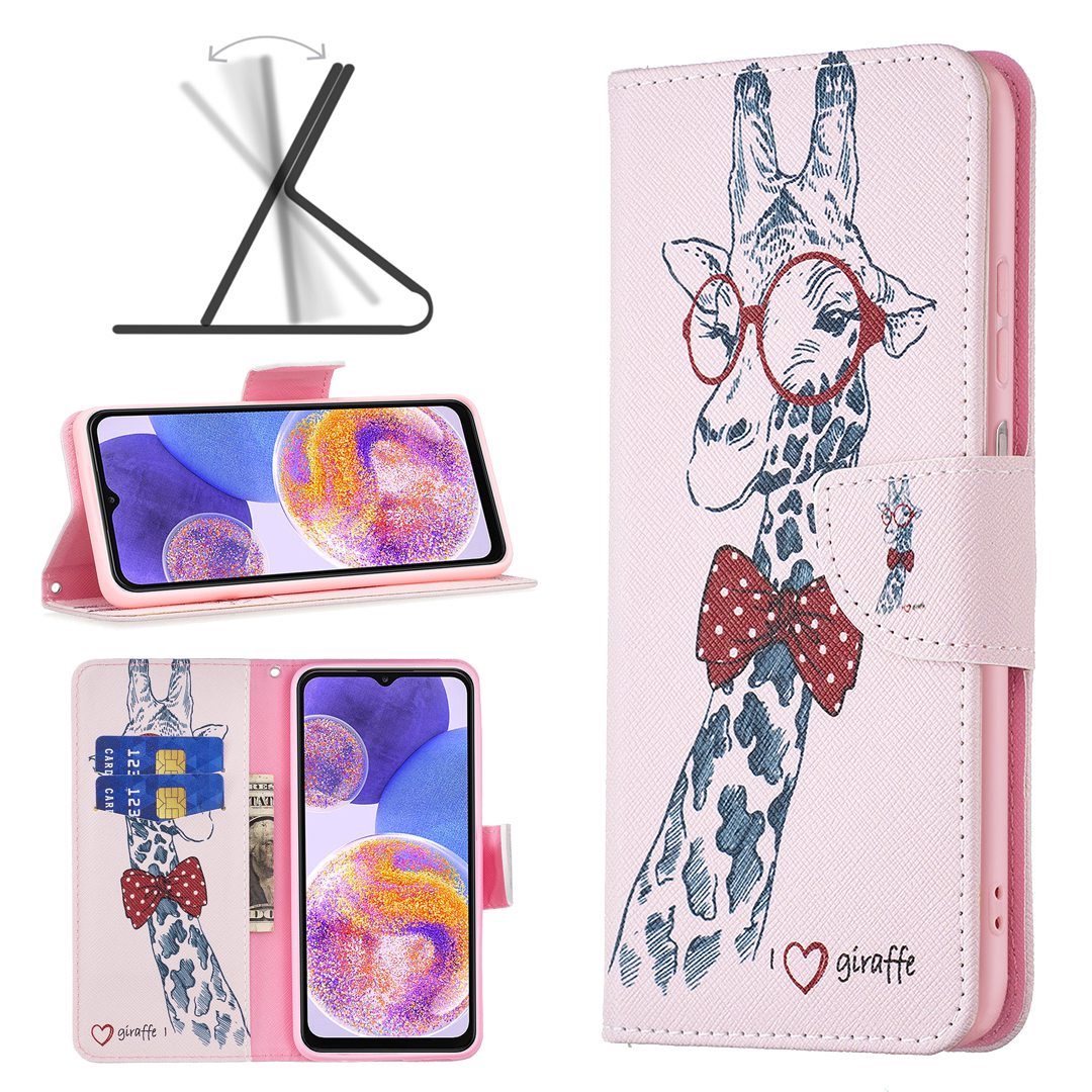 For Samsung Galaxy M53 5G BF Pattern Printing Leather Series-1 Stylish Magnetic Clasp Phone PU Leather Case Flip Stand Wallet Shockproof Cover