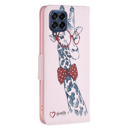 For Samsung Galaxy M53 5G BF Pattern Printing Leather Series-1 Stylish Magnetic Clasp Phone PU Leather Case Flip Stand Wallet Shockproof Cover