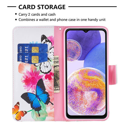 For Samsung Galaxy M53 5G BF Pattern Printing Leather Series-1 Stylish Magnetic Clasp Phone PU Leather Case Flip Stand Wallet Shockproof Cover