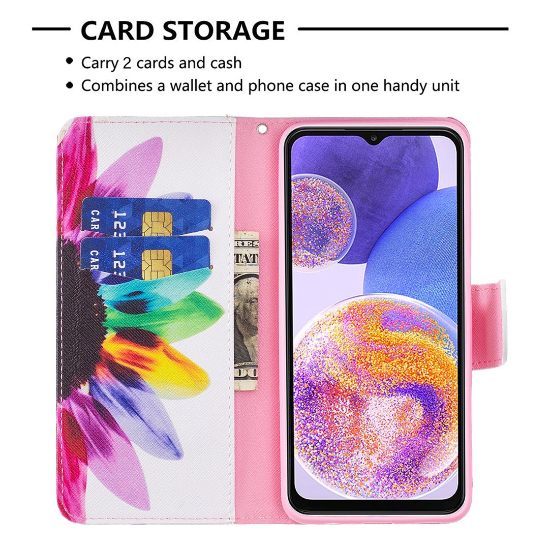 For Samsung Galaxy M53 5G BF Pattern Printing Leather Series-1 Stylish Magnetic Clasp Phone PU Leather Case Flip Stand Wallet Shockproof Cover