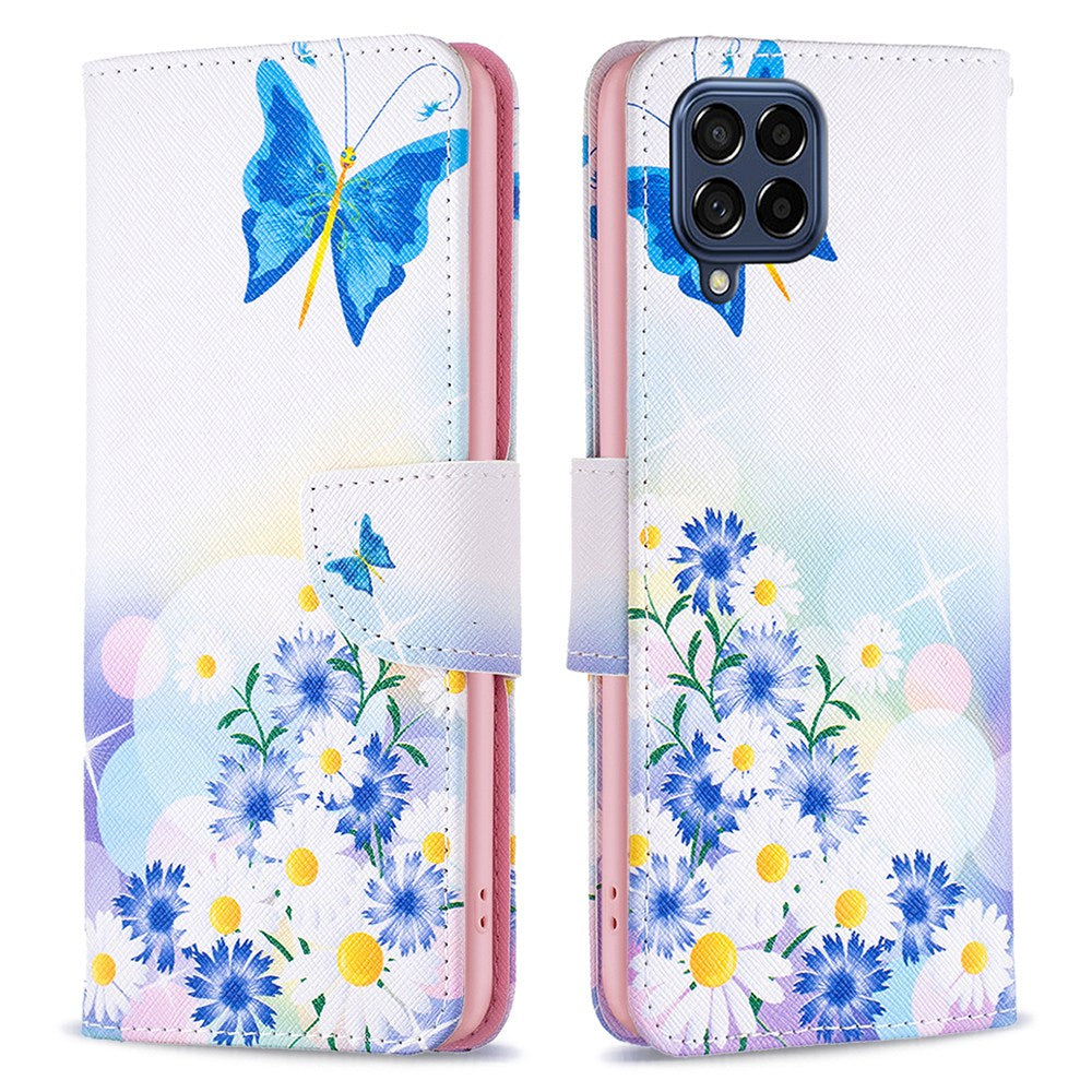 For Samsung Galaxy M53 5G BF Pattern Printing Leather Series-1 Stylish Magnetic Clasp Phone PU Leather Case Flip Stand Wallet Shockproof Cover