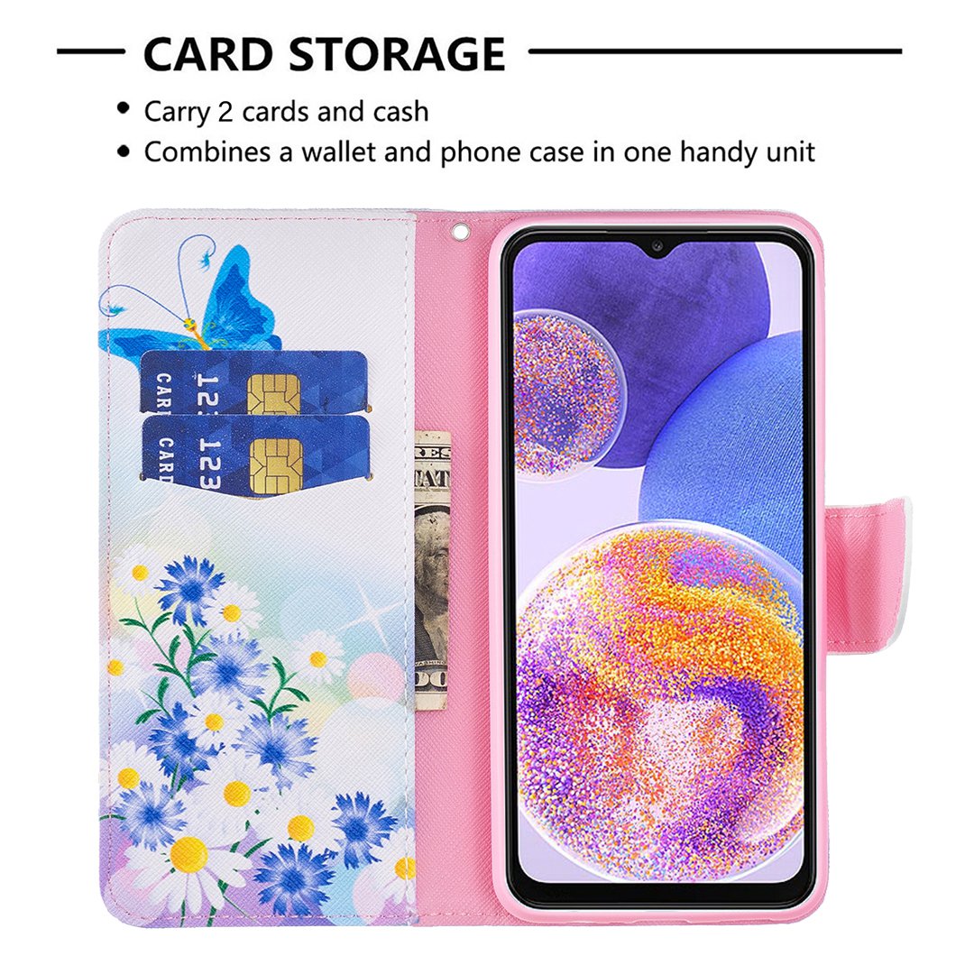 For Samsung Galaxy M53 5G BF Pattern Printing Leather Series-1 Stylish Magnetic Clasp Phone PU Leather Case Flip Stand Wallet Shockproof Cover