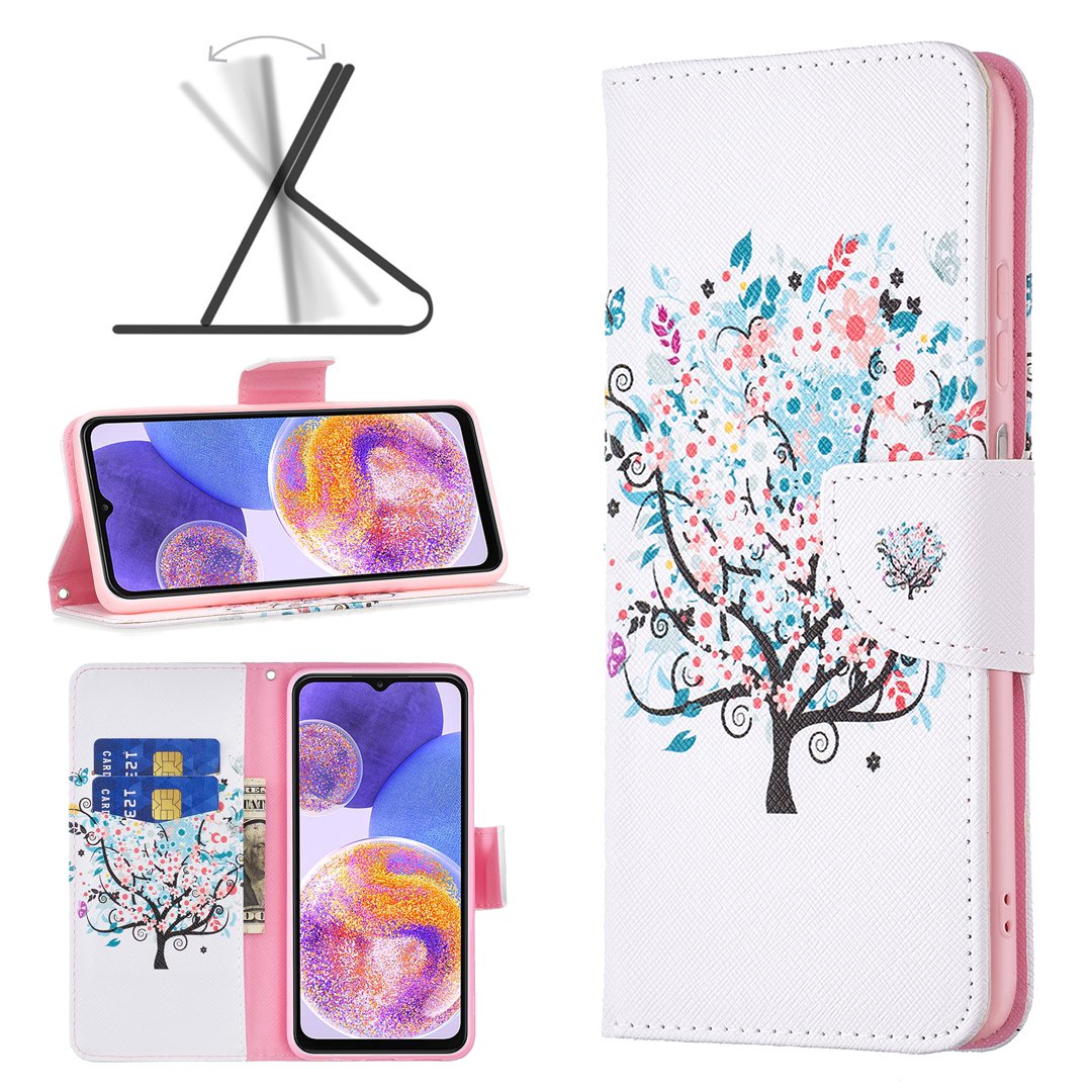 For Samsung Galaxy M53 5G BF Pattern Printing Leather Series-1 Stylish Magnetic Clasp Phone PU Leather Case Flip Stand Wallet Shockproof Cover