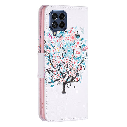 For Samsung Galaxy M53 5G BF Pattern Printing Leather Series-1 Stylish Magnetic Clasp Phone PU Leather Case Flip Stand Wallet Shockproof Cover