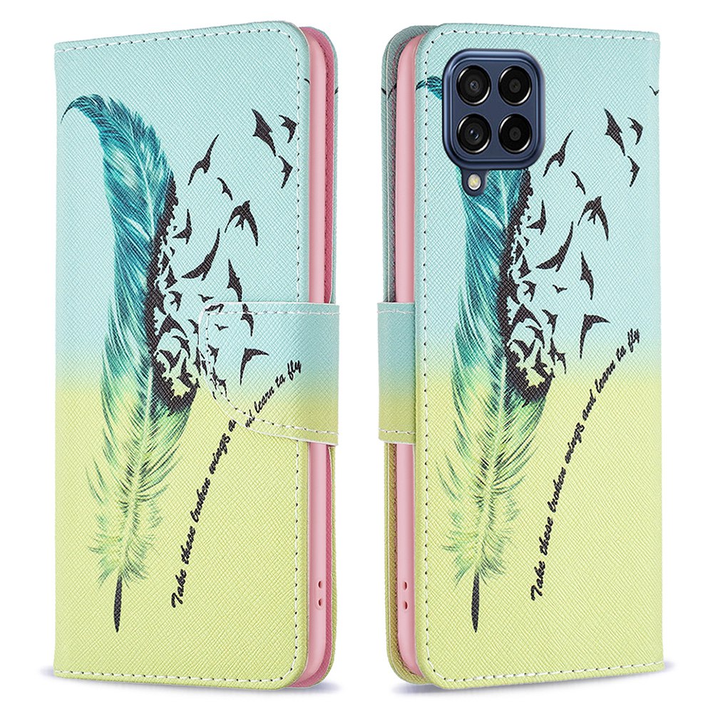 For Samsung Galaxy M53 5G BF Pattern Printing Leather Series-1 Stylish Magnetic Clasp Phone PU Leather Case Flip Stand Wallet Shockproof Cover