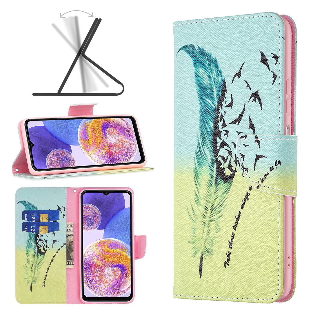 For Samsung Galaxy M53 5G BF Pattern Printing Leather Series-1 Stylish Magnetic Clasp Phone PU Leather Case Flip Stand Wallet Shockproof Cover