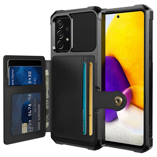 ZM03 Mobile Phone Case for Samsung Galaxy A73 5G TPU + PU Leather Wallet Kickstand Function Phone Shell with Magnetic Metal Sheet