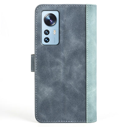 For Xiaomi 12/12X/12S 5G Magnetic Closure Folio Flip Shockproof Phone Cover Splicing Design Stand Function Leather Case with Wallet