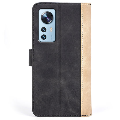 For Xiaomi 12/12X/12S 5G Magnetic Closure Folio Flip Shockproof Phone Cover Splicing Design Stand Function Leather Case with Wallet