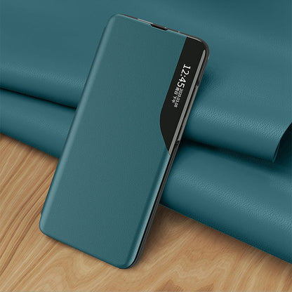 For Samsung Galaxy M53 5G View Window PU Leather Stand Cover All-around Protection Magnetic Absorption Drop-proof Phone Case