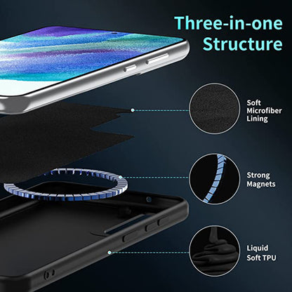 Liquid Series for Samsung Galaxy S21 FE 5G/S21 Fan Edition Liquid Silicone Magnetic Case Soft TPU Inside Microfiber Lining Cushion Protective Cover