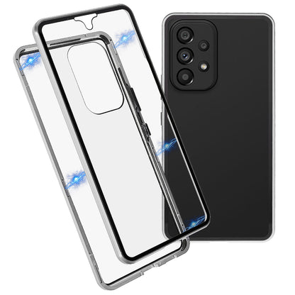 For Samsung Galaxy A53 5G Anti-fall Metal Bumper + Double-sided Tempered Glass Shell 360 Degree All-inclusive Protection Magnetic Phone Cover