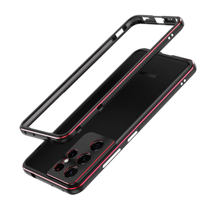 For Samsung Galaxy S21 Ultra 5G Metal Bumper Frame Case Raised Edge Protection with Camera Lens Cover