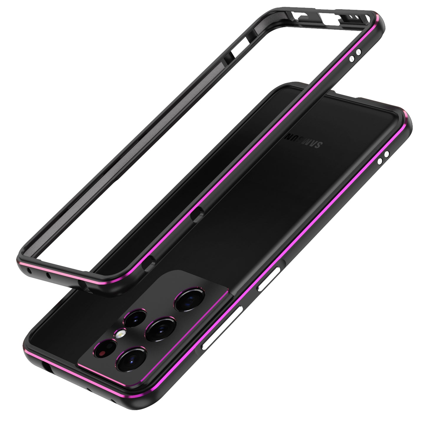 For Samsung Galaxy S21 Ultra 5G Metal Bumper Frame Case Raised Edge Protection with Camera Lens Cover