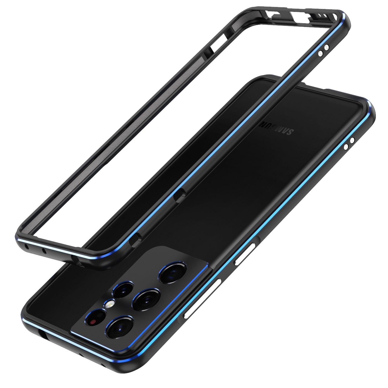 For Samsung Galaxy S21 Ultra 5G Metal Bumper Frame Case Raised Edge Protection with Camera Lens Cover