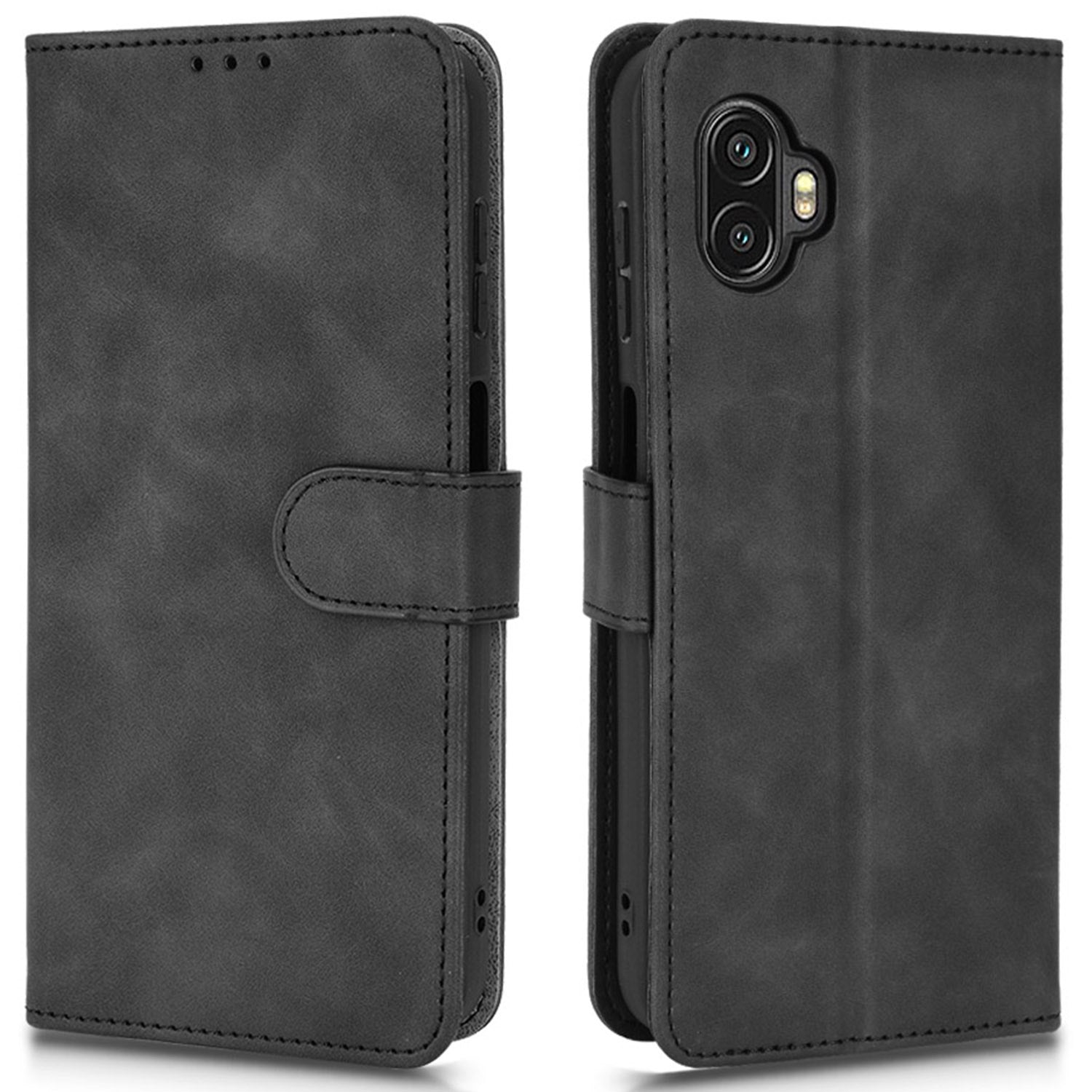 For Samsung Galaxy Xcover6 Pro 5G Skin-touch Feeling Stand Phone Case PU Leather Magnetic Wallet Cover with Strap