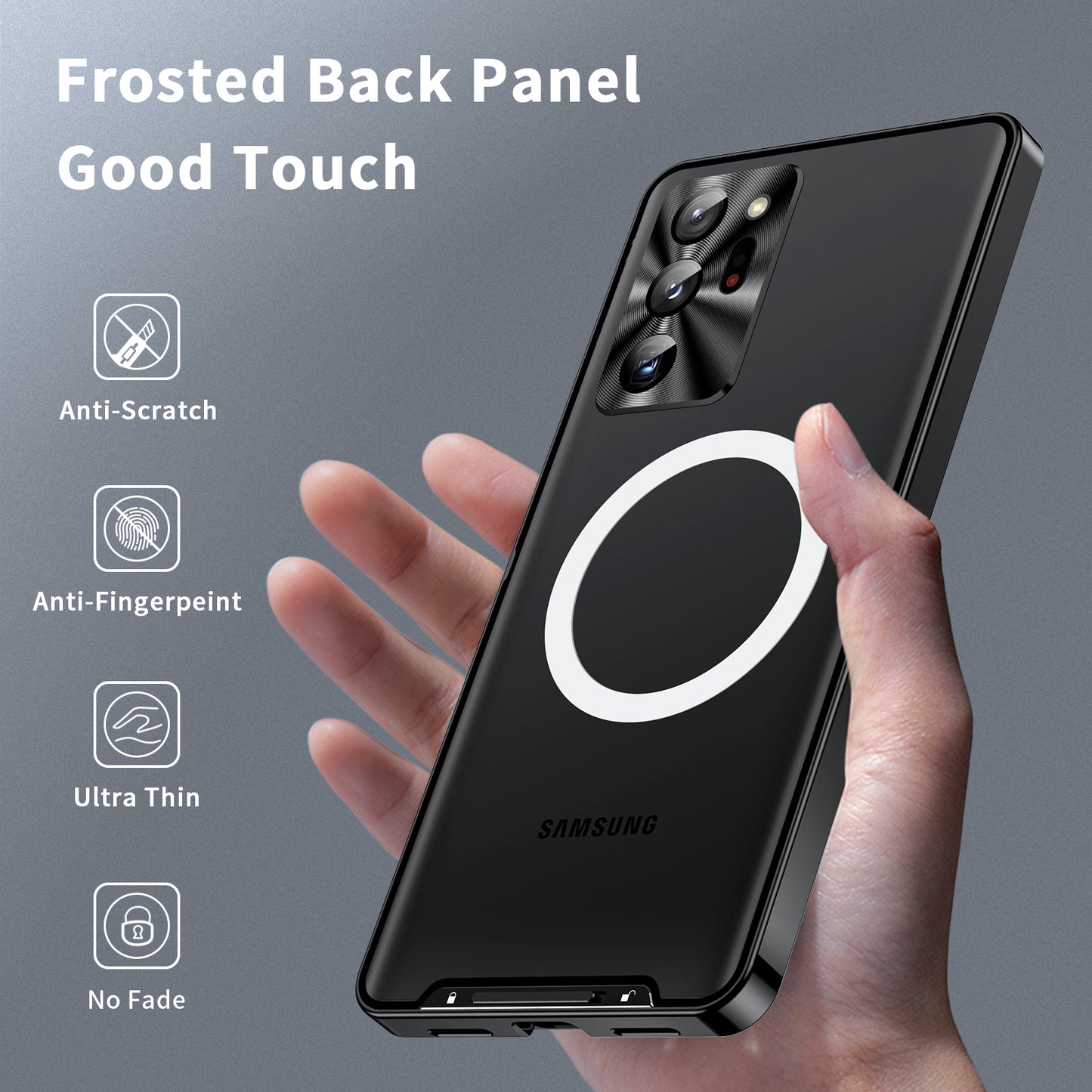 For Samsung Galaxy Note20 Ultra 4G Anti-Drop Phone Cover TPU Back + Electroplating Metal Edge Integrated Lens Protection Matte Case