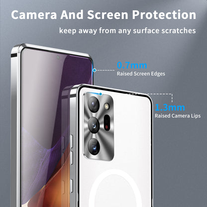 For Samsung Galaxy Note20 Ultra 4G Anti-Drop Phone Cover TPU Back + Electroplating Metal Edge Integrated Lens Protection Matte Case