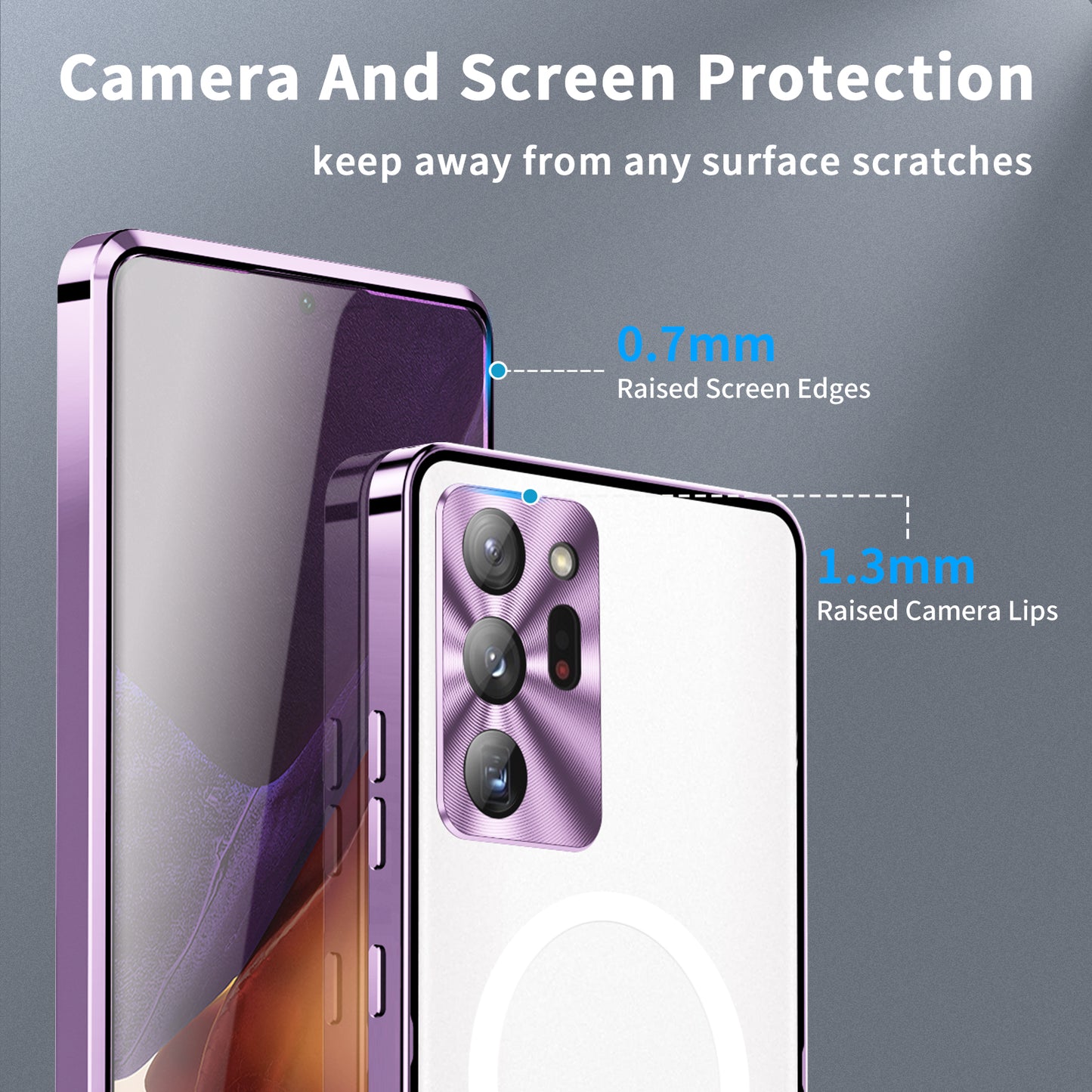 For Samsung Galaxy Note20 Ultra 4G Anti-Drop Phone Cover TPU Back + Electroplating Metal Edge Integrated Lens Protection Matte Case