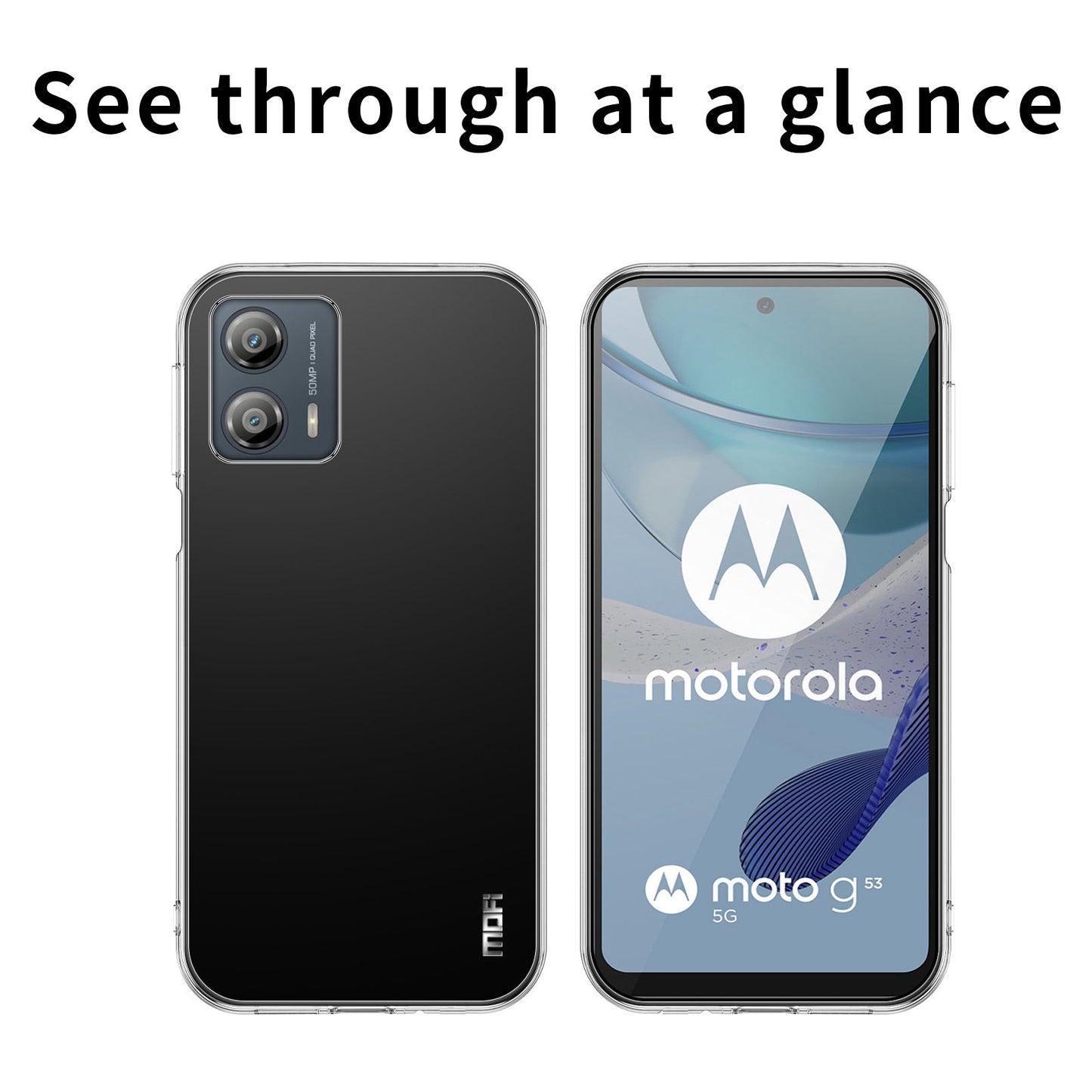 MOFI for Motorola Moto G53 5G Clear Phone Case Flexible TPU Protective Cover