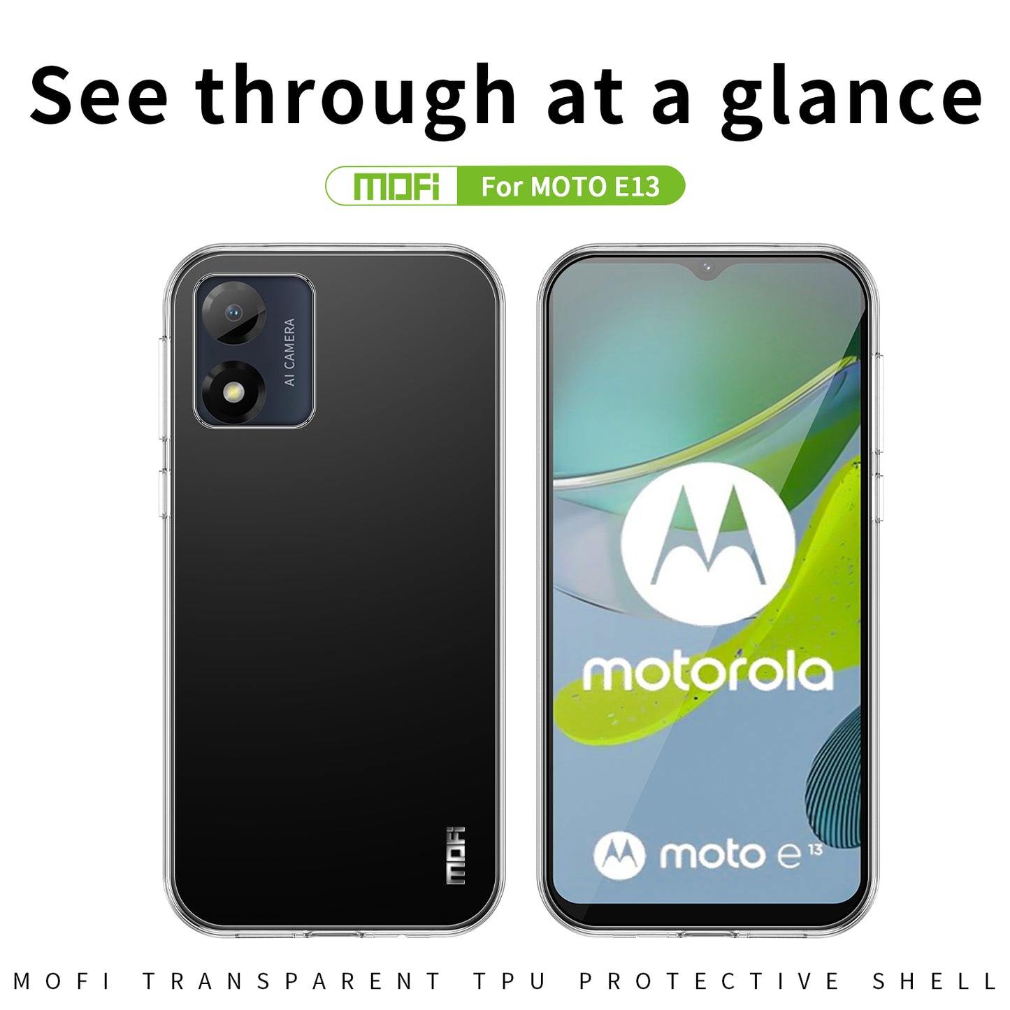 MOFI For Motorola Moto E13 4G Soft TPU Phone Case Transparent Anti-drop Cell Phone Cover