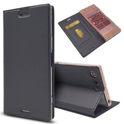 Auto-absorbed Magnetic Leather Card Holder Cover for Sony Xperia XZ Premium