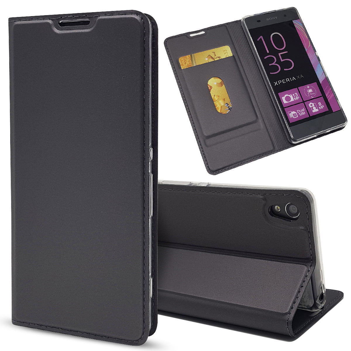 Magnetic Leather Card Holder Case for Sony Xperia XA / XA Dual