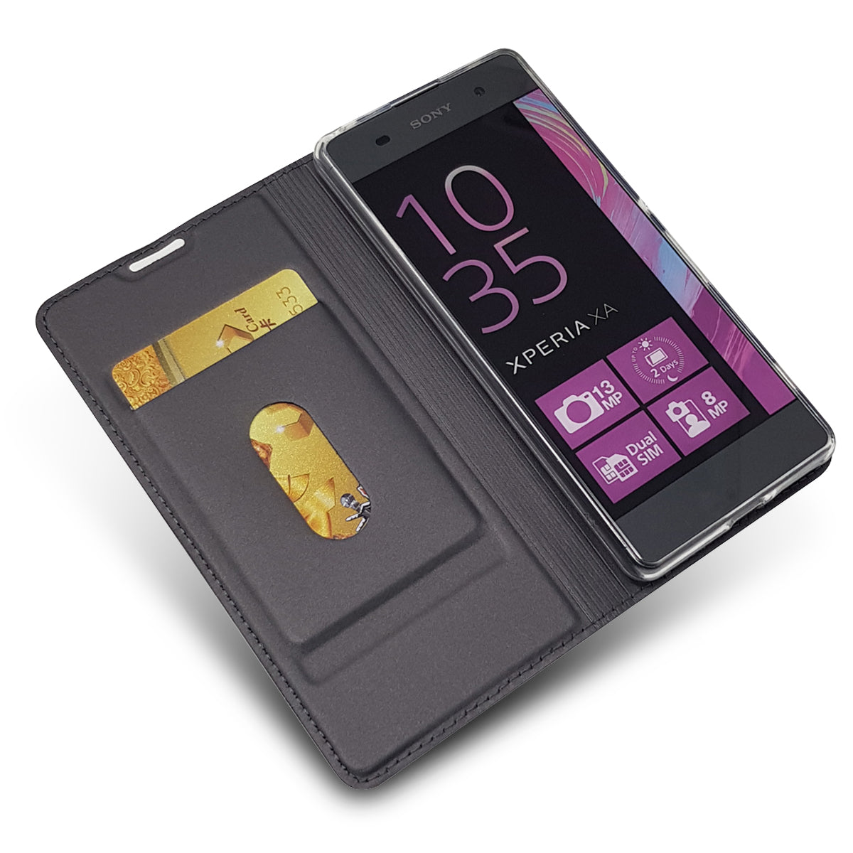 Magnetic Leather Card Holder Case for Sony Xperia XA / XA Dual