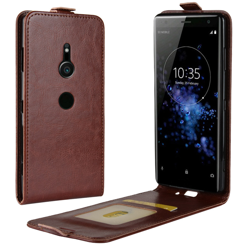 For Sony Xperia XZ3 Crazy Horse Leather Case (Vertical Flip) (Card Slot) (Magnetic)