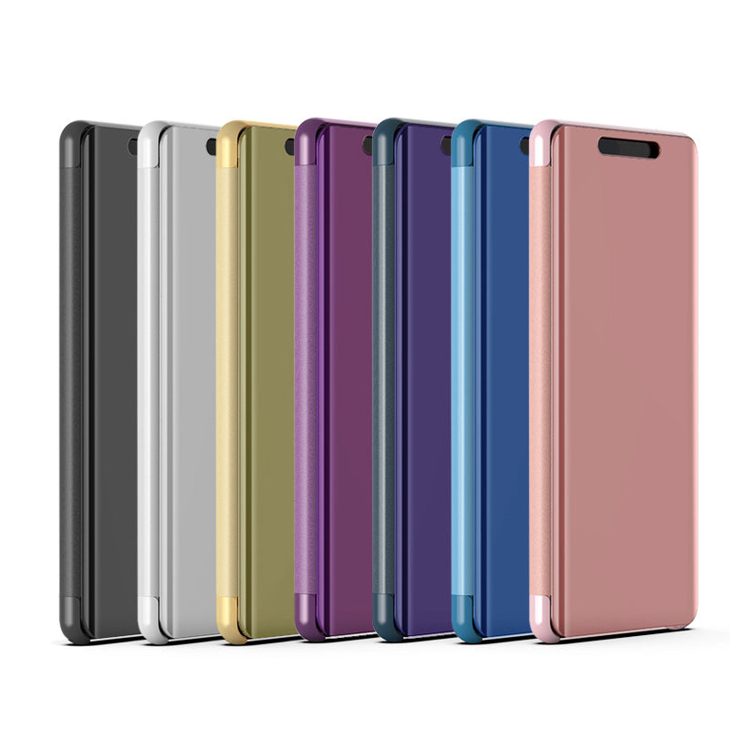 Leather Case for Sony Xperia XZ3 [Plated Mirror Surface] [View Window] [Stand]