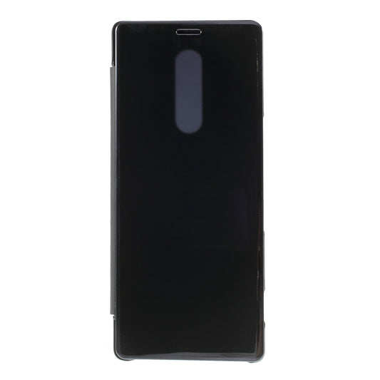 Electroplating Mirror Surface View Window Leather Stand Cover for Sony Xperia 1