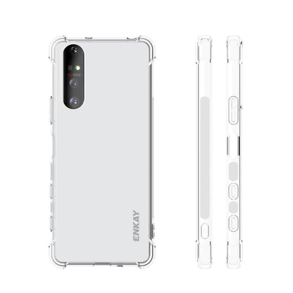 ENKAY HAT-PRINCE Four Corner Thickening Anti-Slip Cover Shockproof Clear TPU Case + Tempered Glass Screen Protector for Sony Xperia 5 II