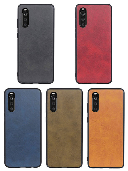 Bi-color Leather Coated TPU + PC Phone Case for Sony Xperia 10 III 5G