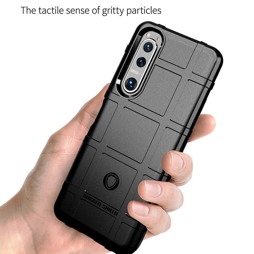 Rugged Square Grid Texture Shock-proof TPU Protective Cover Case for Sony Xperia 5 III 5G