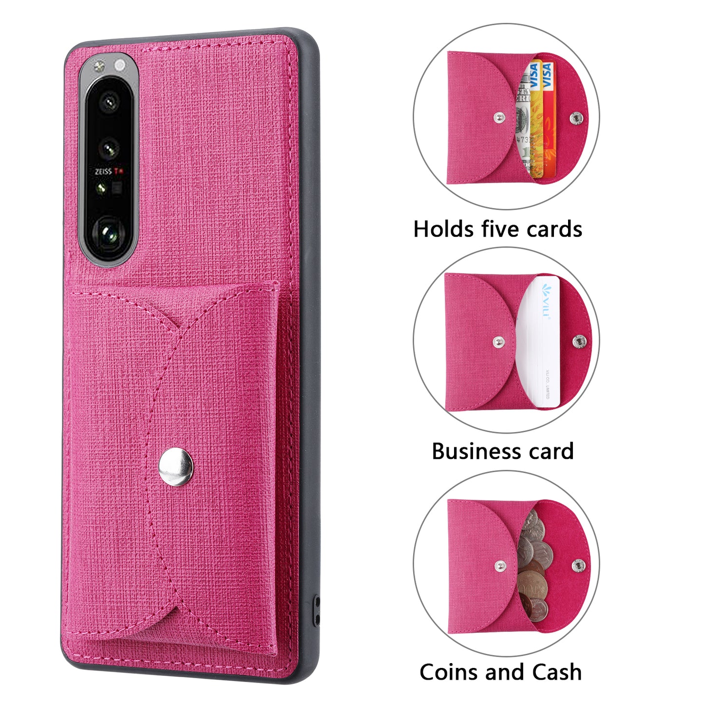 VILI T Series Leather Skin TPU Shell with Movable Magnetic-Absorbed Wallet for Sony Xperia 1 III 5G