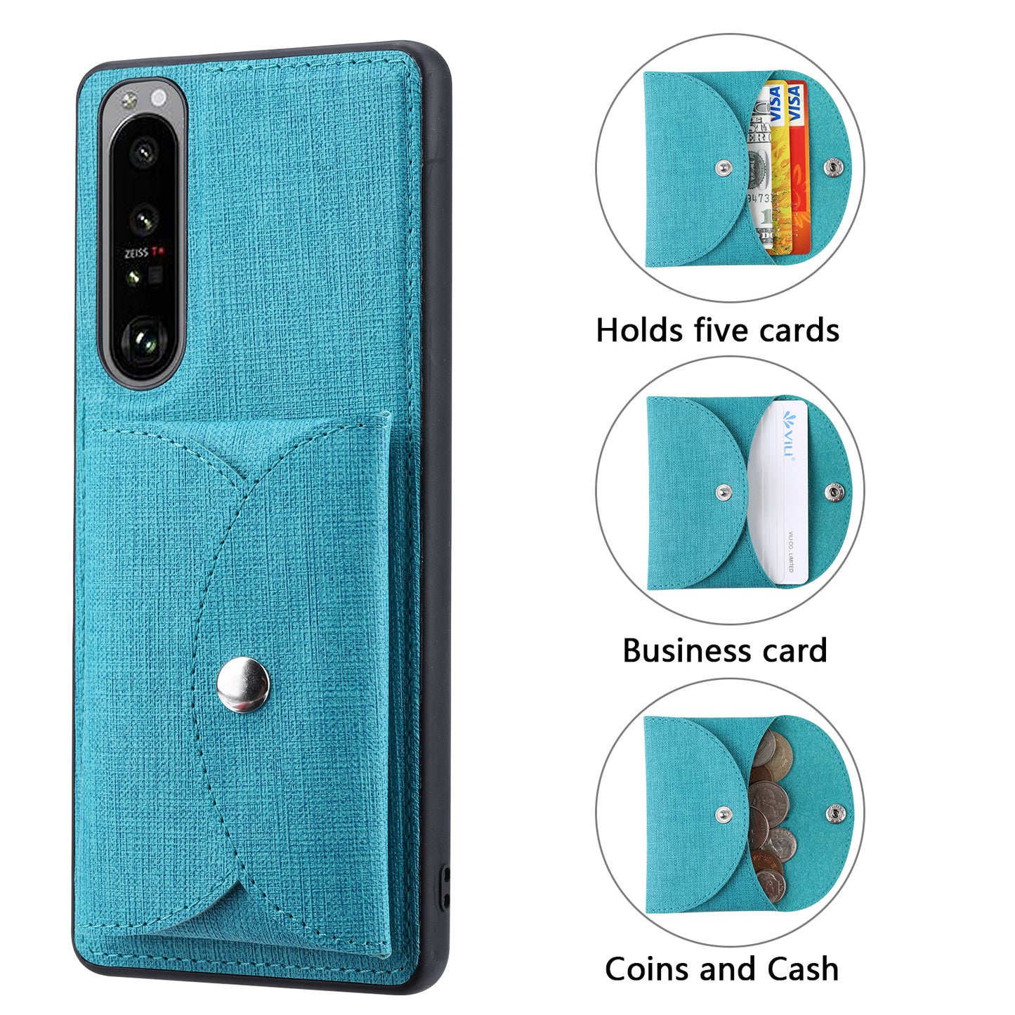 VILI T Series Leather Skin TPU Shell with Movable Magnetic-Absorbed Wallet for Sony Xperia 1 III 5G