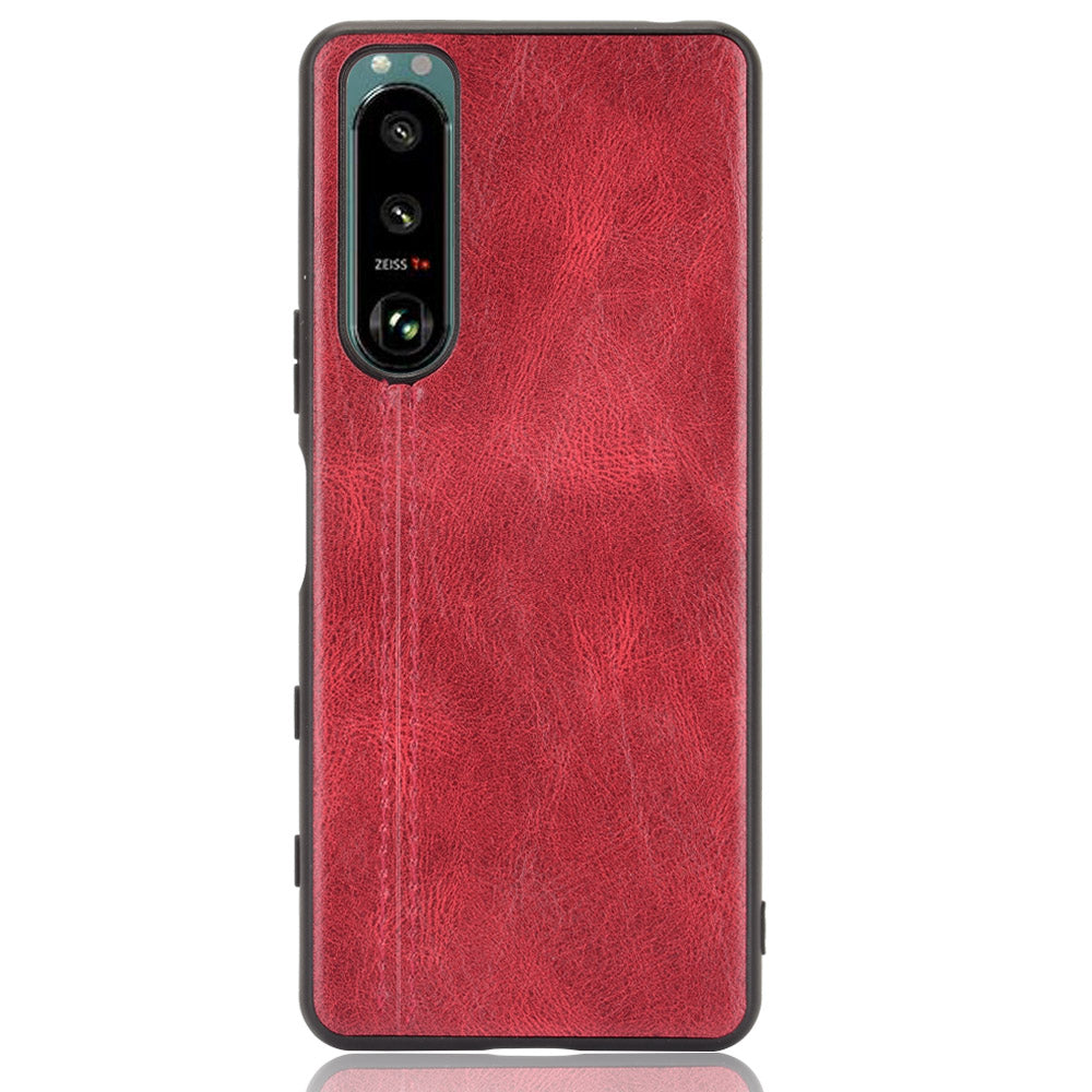 PU Leather Coated Stitching Line Design PC+TPU Hybrid Phone Case Cover for Sony Xperia 5 III 5G